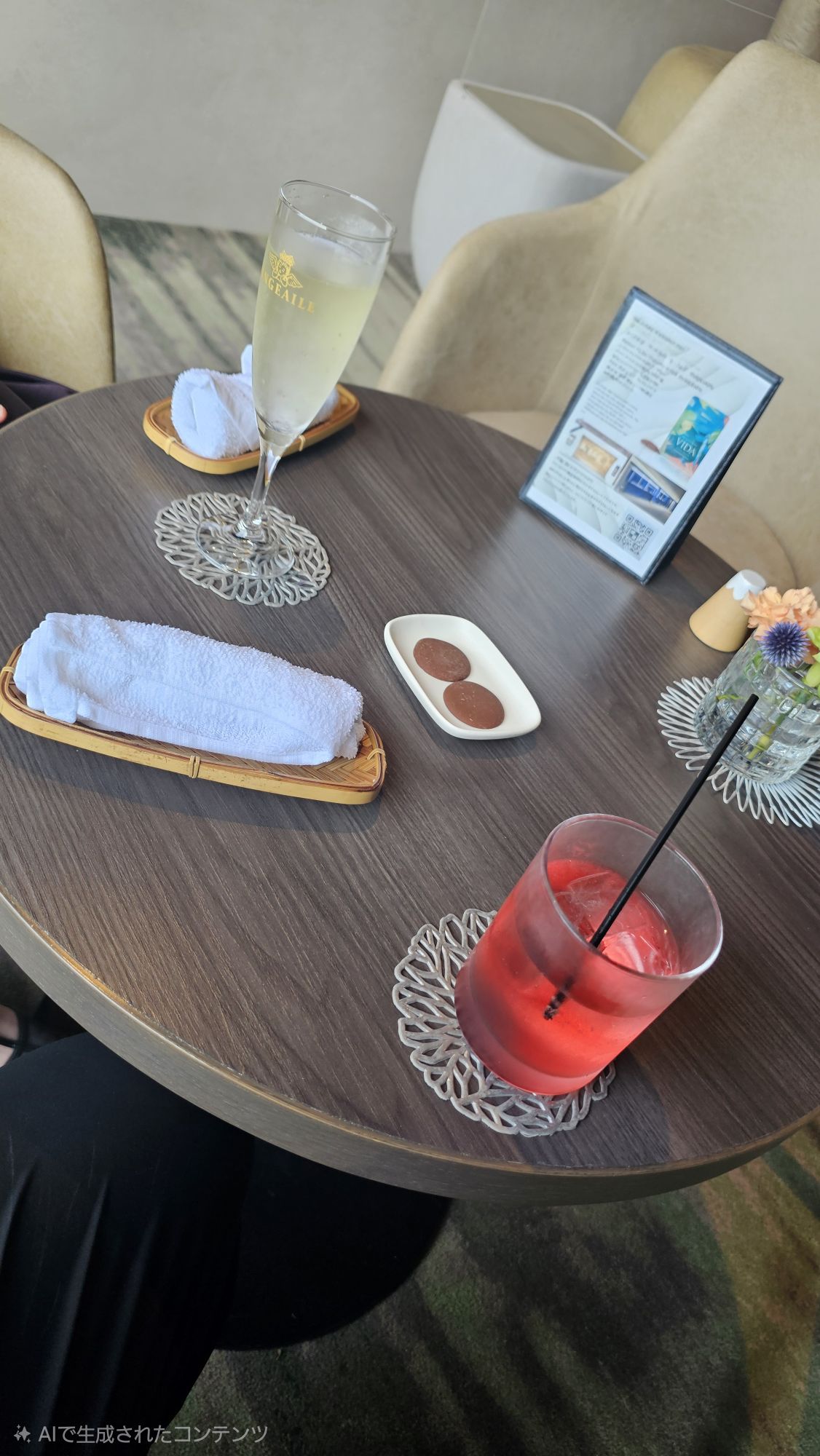 ウェルカムドリンクとメゾンカカオのチョコレート